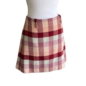 LOFT Pink Plaid Winter Mini Skirt Size 10